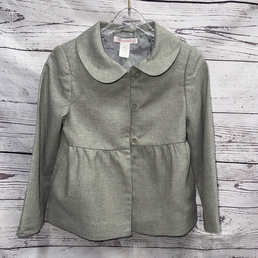 Janie & Jack Gray Car Dress Coat Wool Blend Size 4t -5t